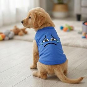NEW - Sad Face Dog Shirt - Nautical Blue (Option: 2X-Large)